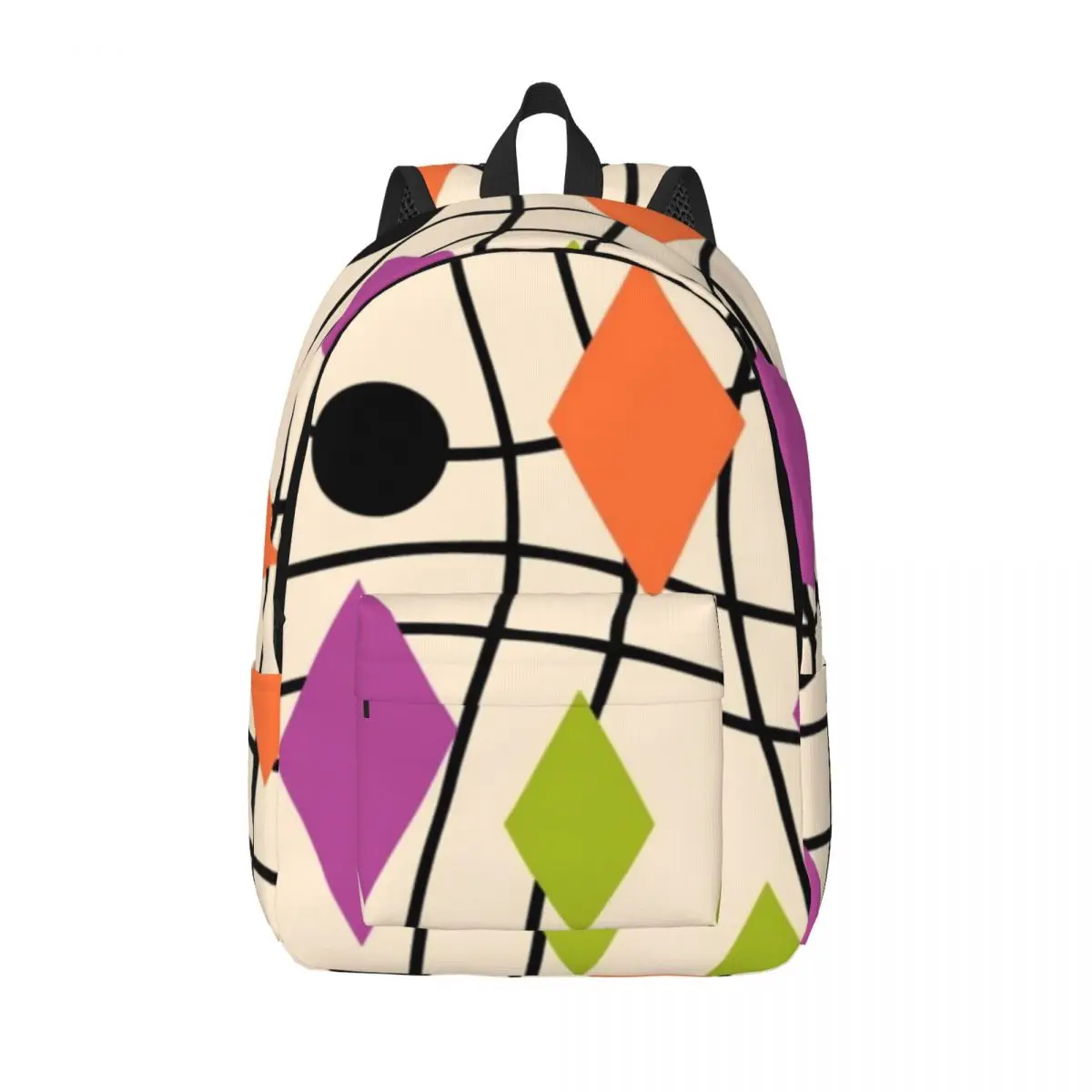 

Colorful Mid Century Canvas Backpacks Geometric Abstract Lightweight Unique Backpack Festival Bags