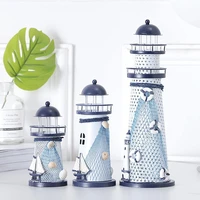 creative colorful glitter mediterranean style metal tin marine lighthouse crafts decoration student gifts home decor nordic