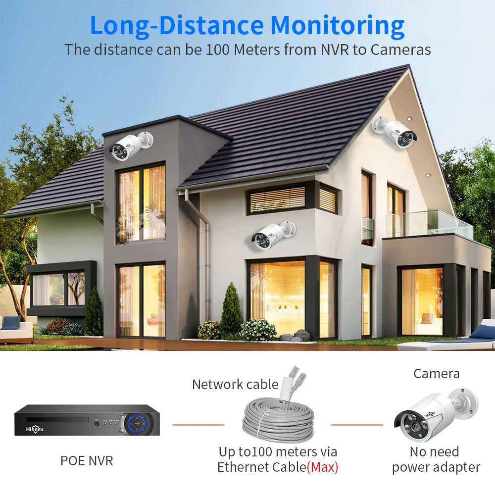 hiseeu 5mp 3mp 8ch poe nvr video audio record onvif cctv ip security surveillance camera system kit set outdoor house waterproof free global shipping