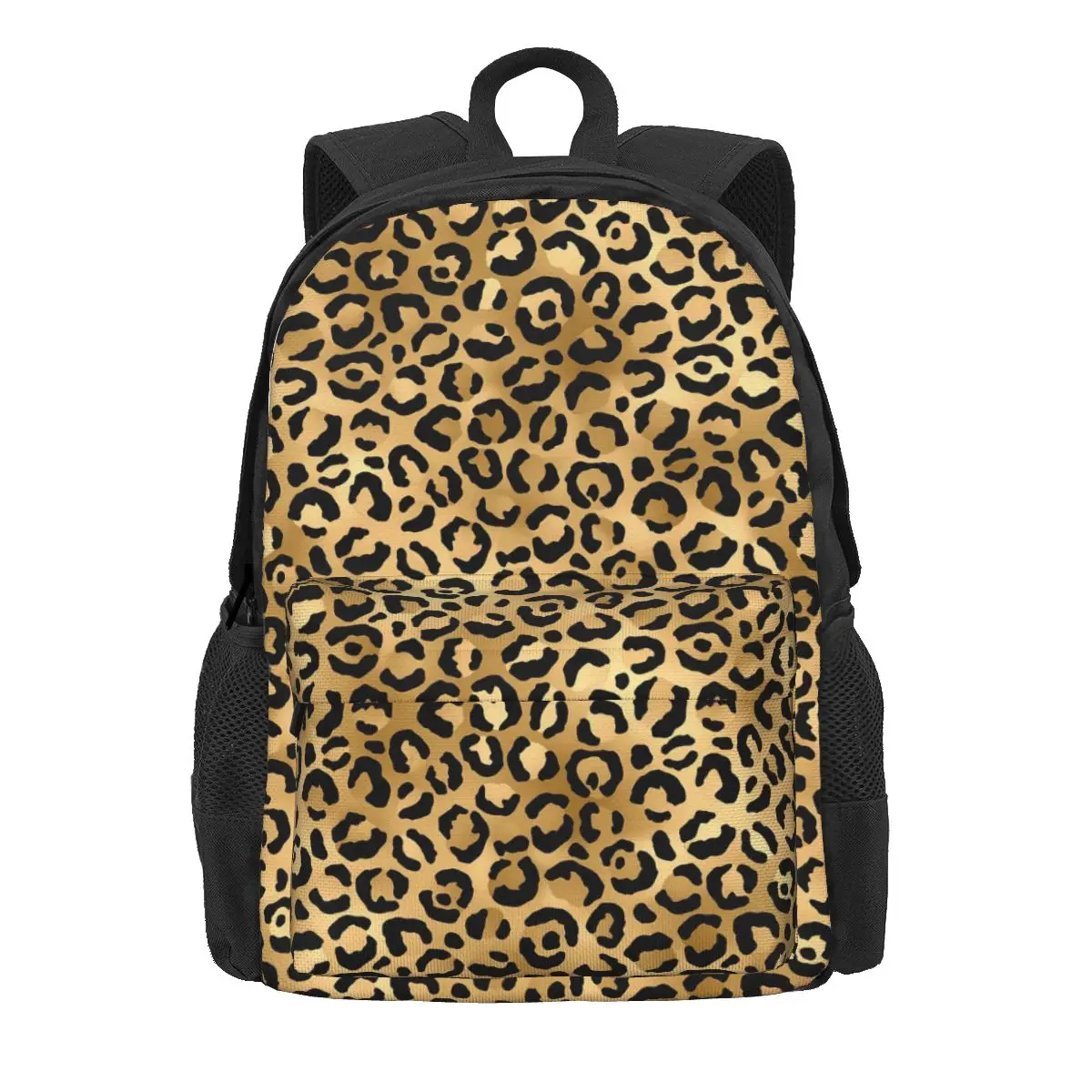 

Black Gold Leopard Print Backpack Boy Girl Cheetah Animal Big Backpacks Polyester Stylish School Bags Travel Design Rucksack