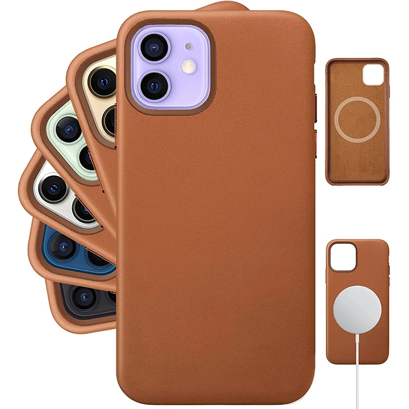 

Italian Nappa Leather For iPhone 12 Pro Case Leather Luxury Magnetic Phone Back Cover For iPhone 12 Handmade Brown Color Men
