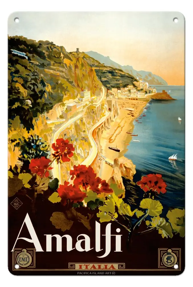 Pacifica Island Art Amalfi Italia - Campania Италия Винтажный туристический постер Borgoni c.1925-8 x