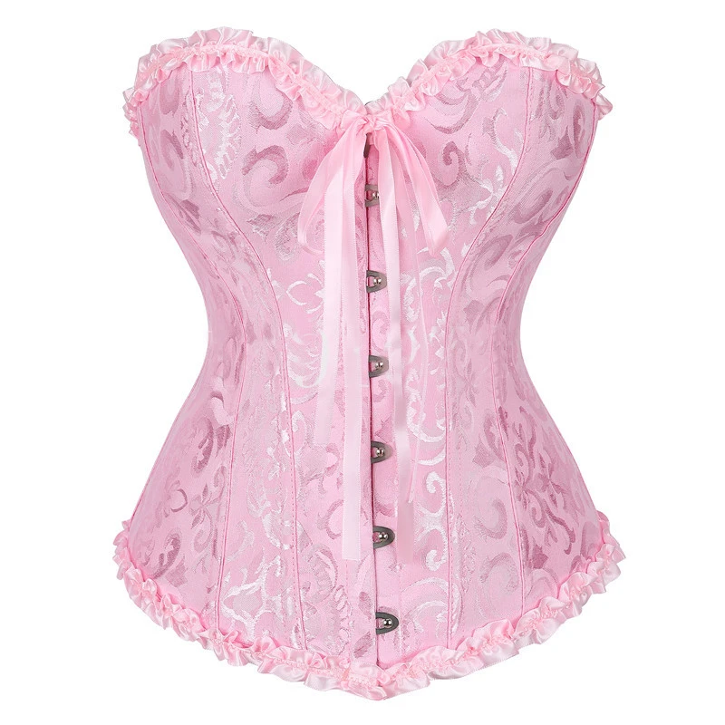 

Women Sexy Vintage Corsets and Bustiers Overbust Lace Up Floral Gothic Lingerie Tops Brocade Victorian Corset Top for Women