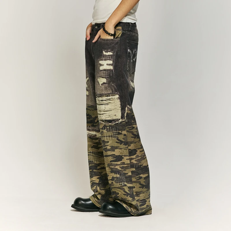 Мужские джинсы с цифровым принтом и усами осень-зима новые уличные свободные
