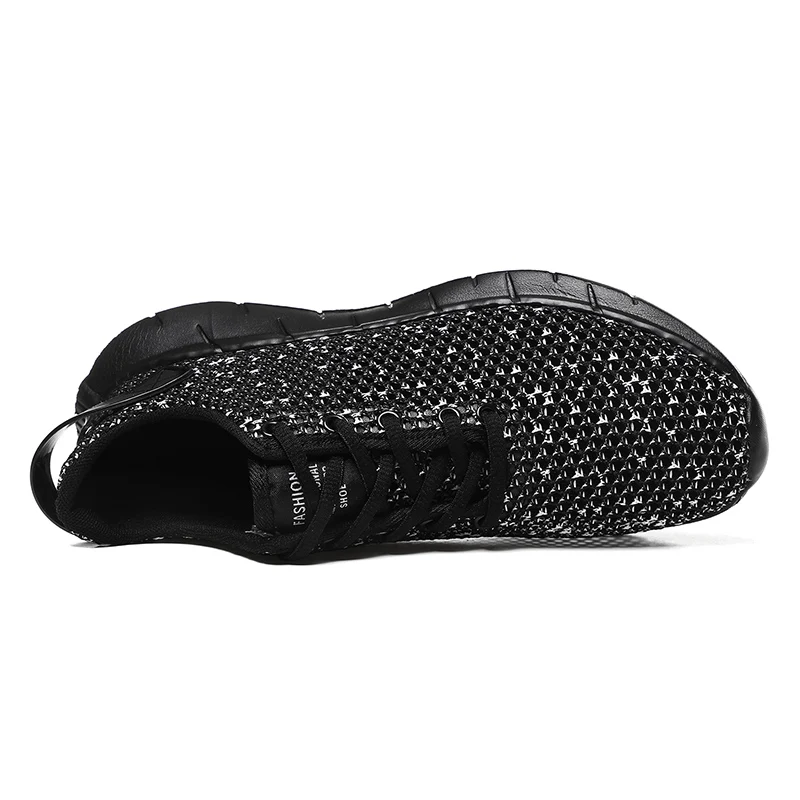 Men's Large Hole Fly Knit Sneakers Cushioning Motion Control Men's Running Shoes Light Foam Sneakers Marathon Shoes