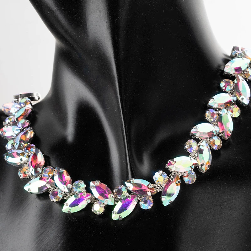 Фото DUCRYSTAL 1 ярд конские глаза коготь цепочка со стразами блестящая стеклянная цепочка с кристаллами горный хрусталь с плоской задней частью пришить декоративную цепочку для одежды №4