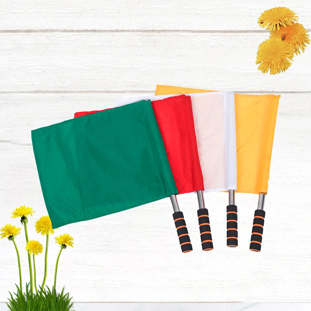 

4 Pcs Outdoor Flags Soccer Linesman Red Football Country Flags Stick Outdoor Sign International Stick Flag The Banner