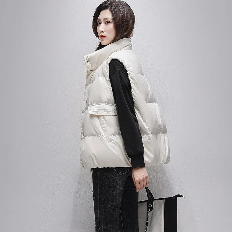 Lightweight Short Shirt Thin Down Jacket Women's Vest Winter 2023 Oversize Demi-season Parka New In Outerwear  Blouses