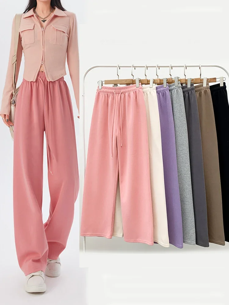 

2023 Autumn New Women Pants Fashion High Waist Stright Long Wide Leg Sports Pants Female Fall Casual Long Pants Trousers