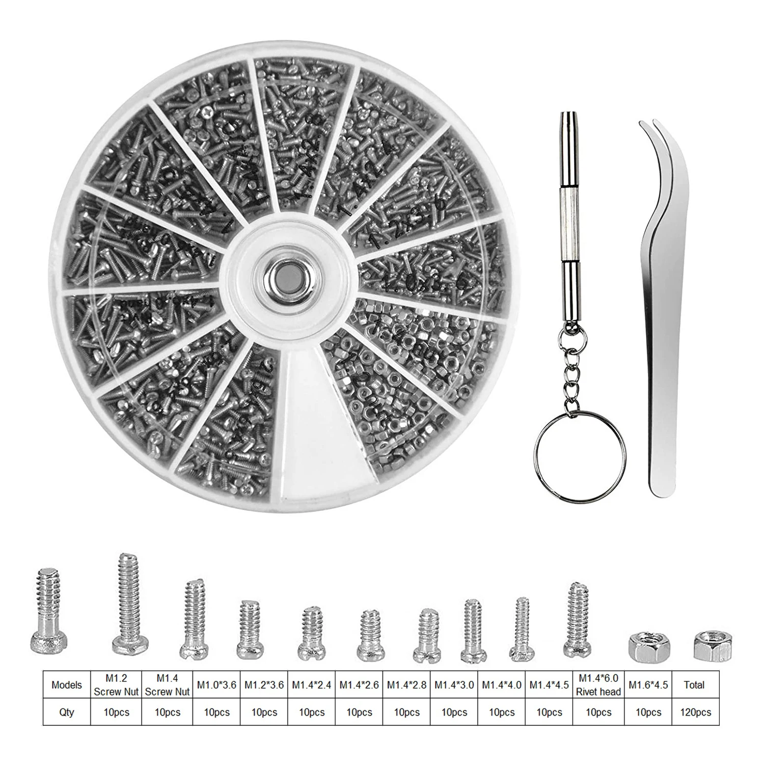 

Комплект для ремонта очков, 120 шт. винтовых гаек, в ассортименте. И гайки маленького размера для очков/..