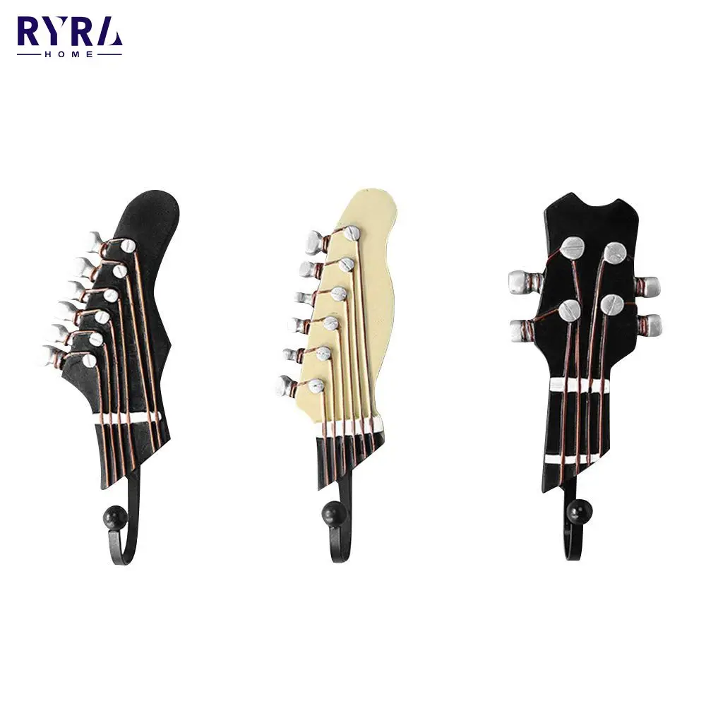 

3pcs/set Creative Guitar Heads Hooks Music Home Resin Clothes Hat Hanger Key Clothes Hat Coat Towel Wall Holder Storage Tools