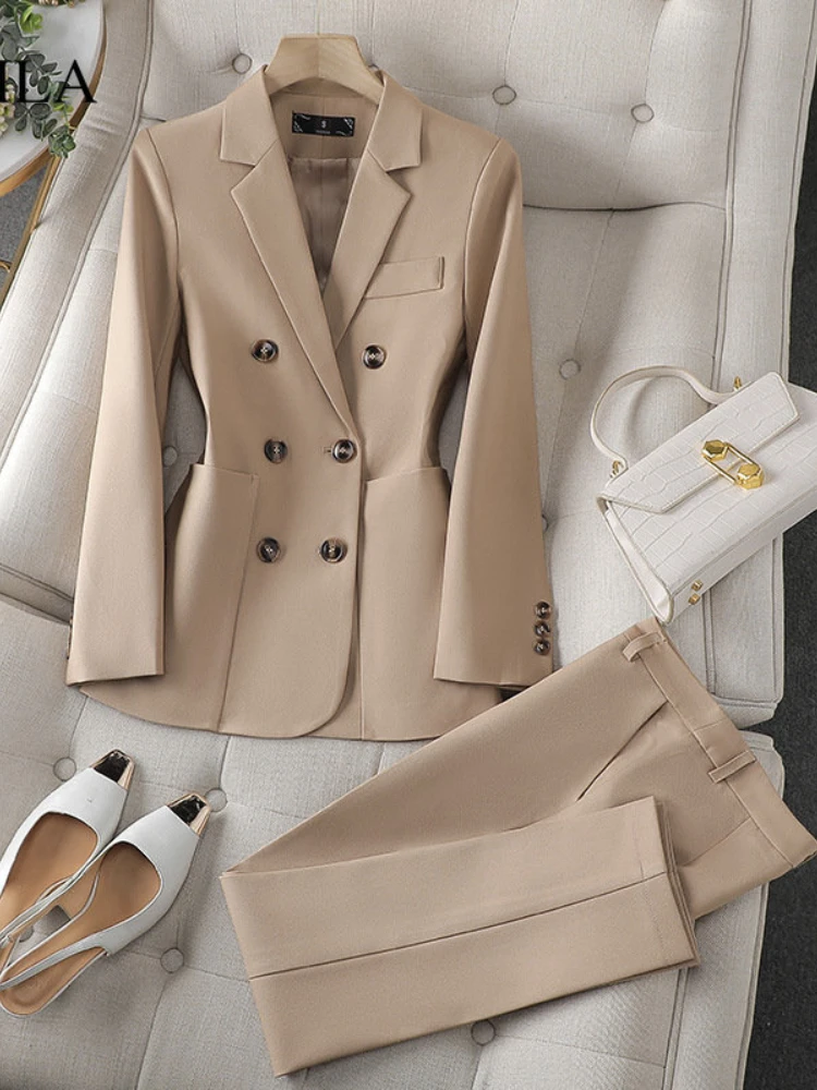 2023 New Women's Suit Jacket Blazers Pants Sets Fashion Office Luxury Elegant Chic 2 Pieces Set Outfit Trouser Suit Matching Set
