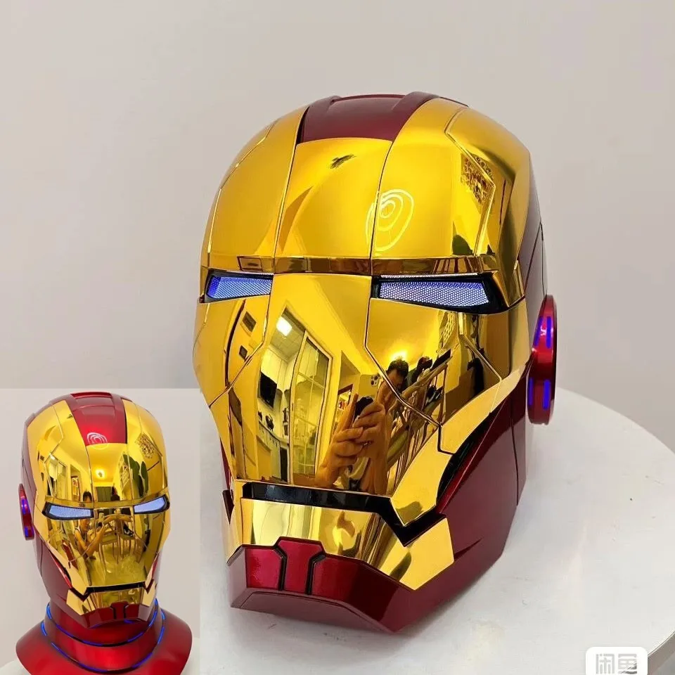 

Шлем Железный человек Marvel 1:1 Mk5, глазки с голосовым управлением, Золотой шлем, электрические игрушки для взрослых, носимая модель, подарок на день рождения