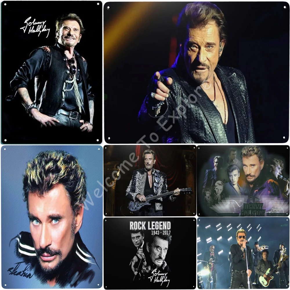 

Johnny Hallyday Star Metal Tin Signs Metal Wall Art Decor Living Room Wall Stickers Home Decor Farmhouse Rustic 12 X 8 Inch