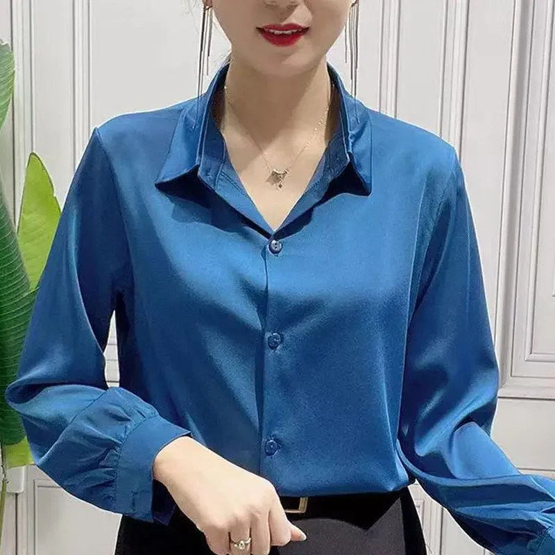 2024 New Women's Long Sleeve Solid Color Shirt Versatile Fashionable Outer Wear Top Design Sensibility Niche High-End Slimming B