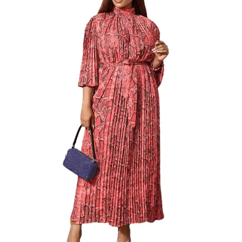 

Розовые зеленые платья в африканском стиле для женщин, Осеннее Африканское длинное платье с длинным рукавом и принтом, вечернее платье макси, африканская одежда