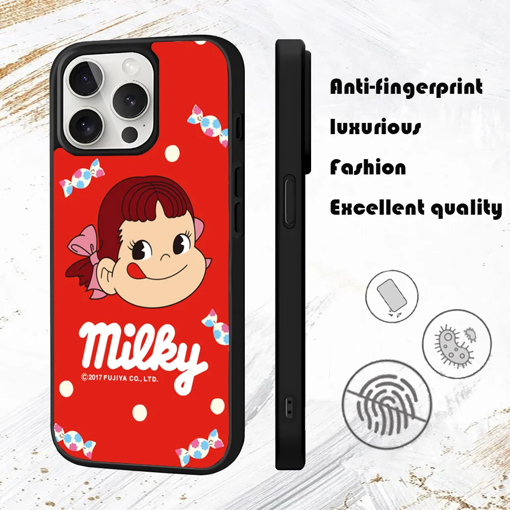 F-Fujiya Milky Peko-Chan Phone Case For iPhone 16 15 14 13 12 11 Pro Max Plus Mini PC Fashion phone case