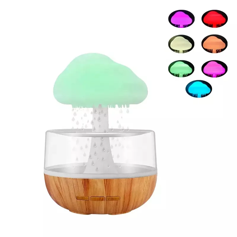 Zen Raining Cloud Night Light Aromatherapy Essential Oil Diffuser Micro Humidifier Desk Fountain Relaxing Mood Water Drop Sound