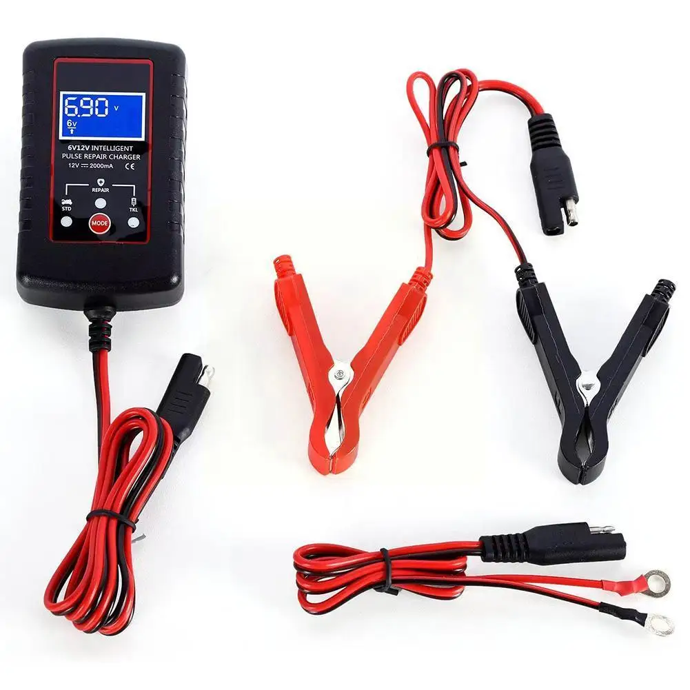 

12V 6V Car Battery Charger Full Automatic Charging Maintainer For Motorcycle Car Battery Pulse Repair Charger US EU UK Plug X7S5