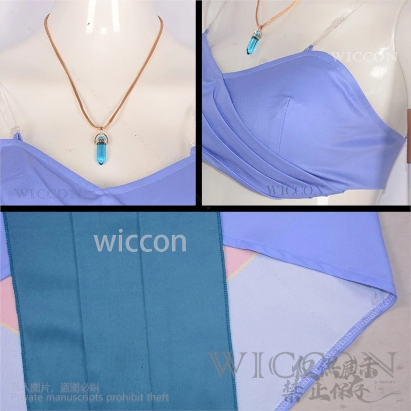 Аниме фильм Атлантида косплей Хэллоуин костюм принцессы Киды синее платье