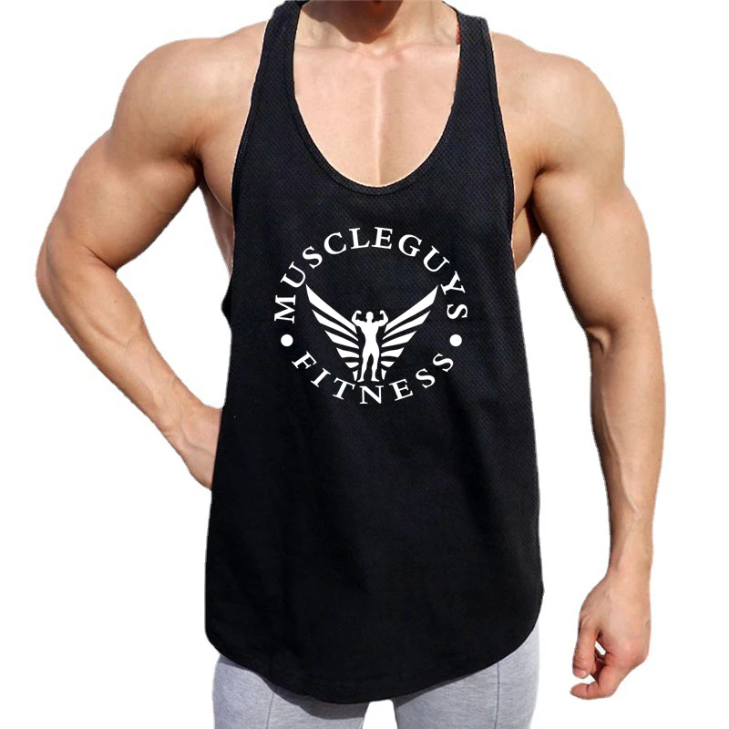 

Mens Bodybuilding Tank Top Gym Clothing Muscle Sleeveless Shirt Mesh Fitness Vest Summer Y Back Workout Singlets Undershirt