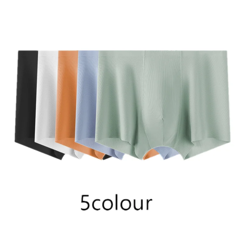 

Sexy Men Underwear Seamless Boxers Shorts Homme Ice Silk Panties Man Solid Breathable U Convex Pouch Underpants Cueca masculina