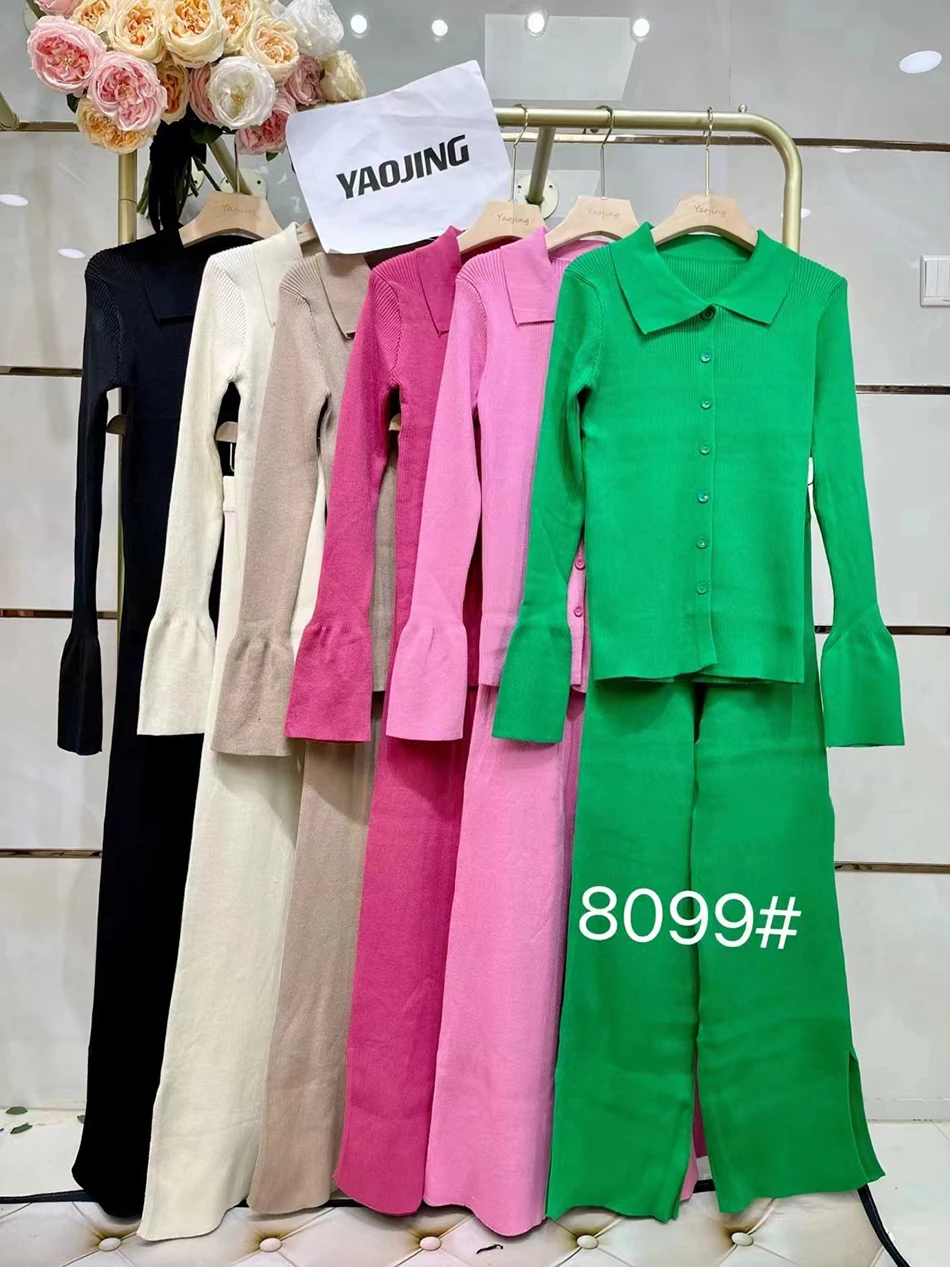 Высококачественный модный женский трикотажный облегающий комплект из 2