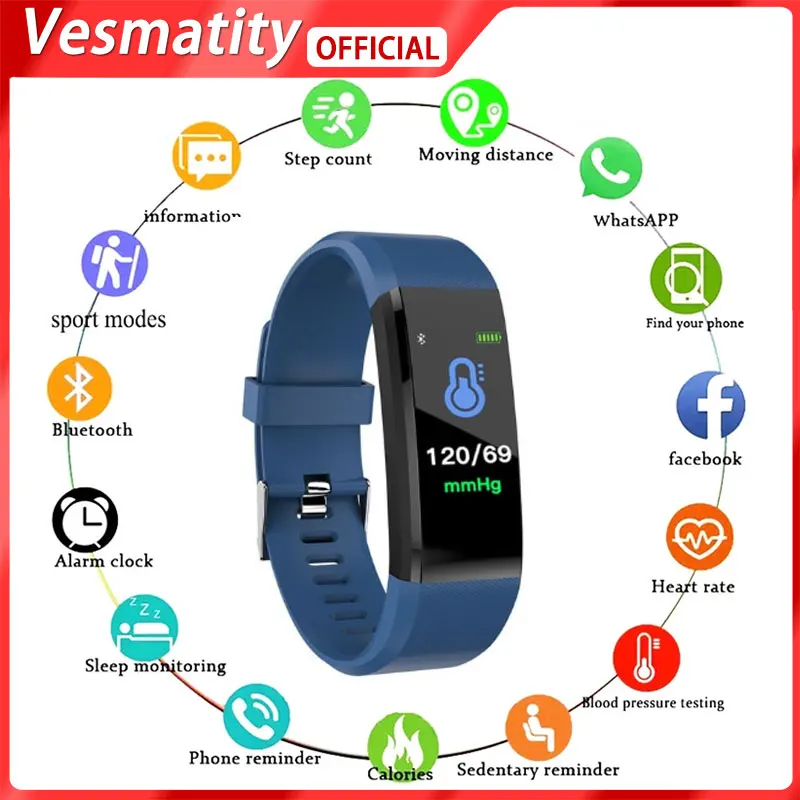 

2022 New Vesmatity Smart Wristband Men Women with Heart Rate Blood Pressure Monitor Fitness Tracker Smart Watch Sport Smartwatch