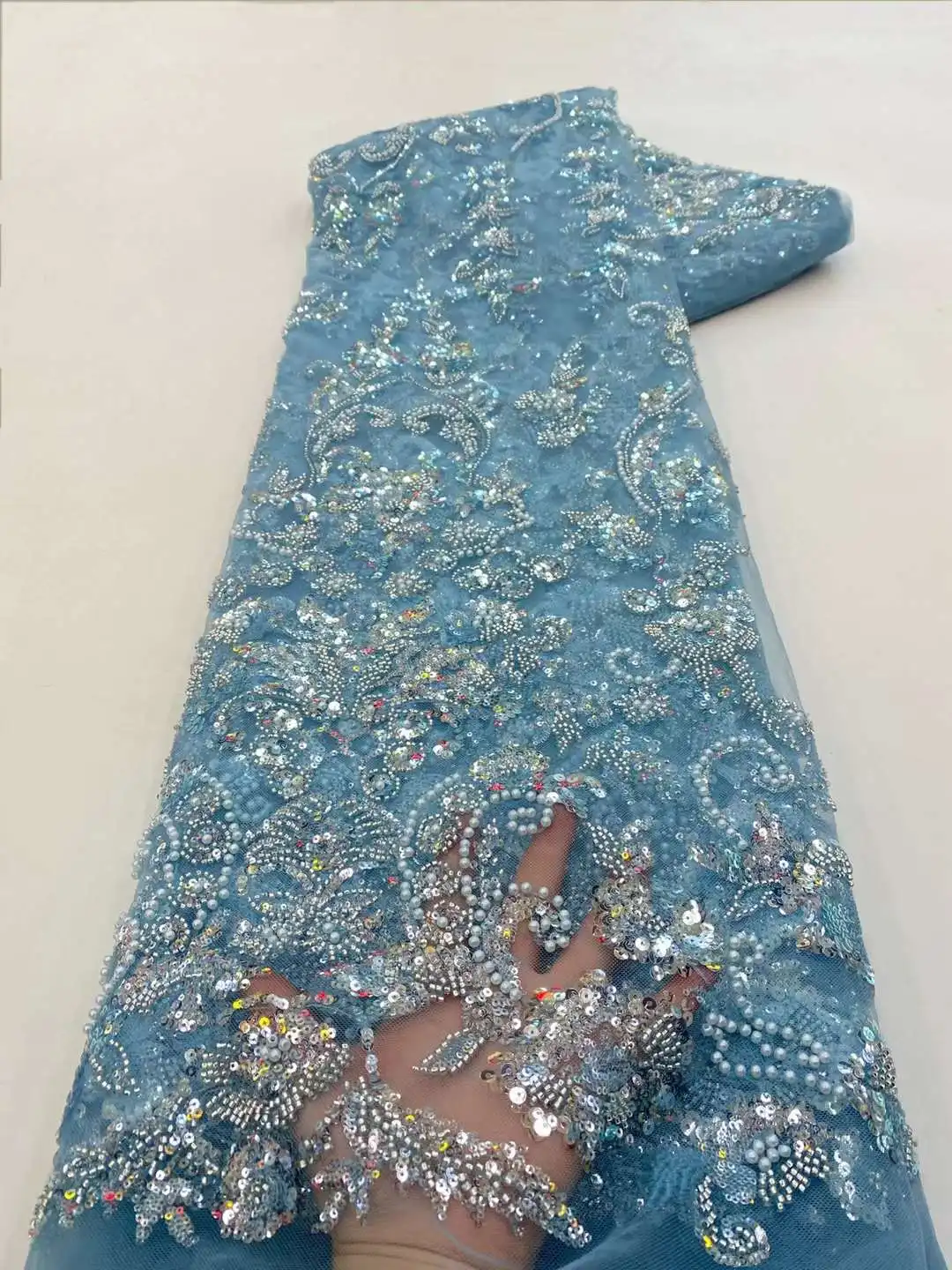 

Африканская сетчатая кружевная ткань 2023, высококачественные кружевные блестки, французское Тюлевое кружево 5 ярдов, нигерийская кружевная ткань для свадебного платья