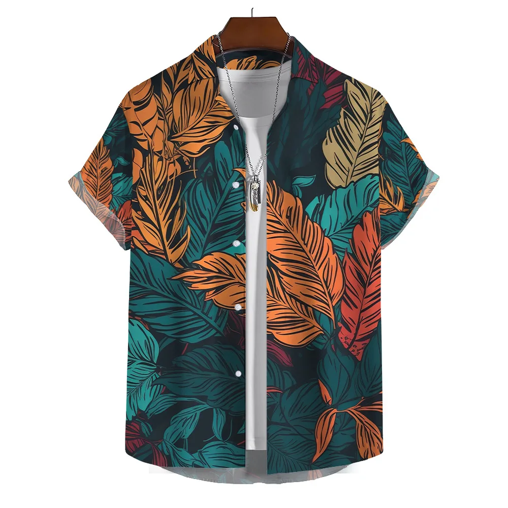 

Men's Summer Hawaiian 3D Printed Plant Pattern Beach Tropic Casual Street Vacation Harajuku Y2k Clothing Oversized Floral Shirt