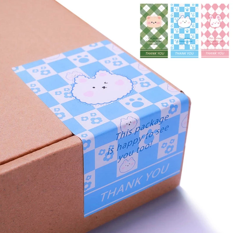 

50Pcs/Bag This Package Is Happy To See You Too Package Sticker Bear Decorative Baking Sealing Decals for Business Envelope Gift