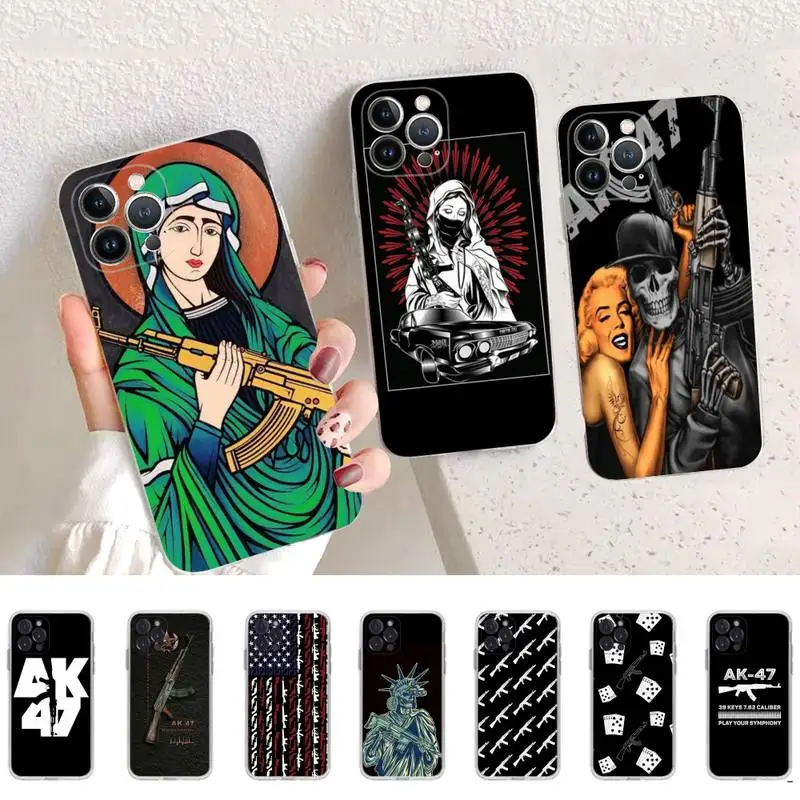 

AK47 Gun Phone Case For iPhone 14 11 12 13 Mini Pro XS Max Cover 6 7 8 Plus X XR SE 2020 Funda Shell