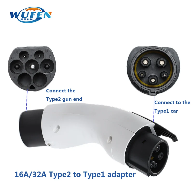 

New EV Adapter IEC 62196 Type 2 to Type 1 J1772 32A EVSE Charger Connector Electric Vehicle Cars Charging Converters