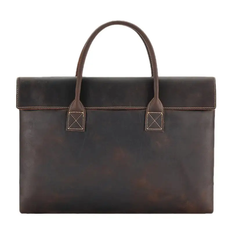 Genuine Leather Men's Executive Briefcase Bag Luxury Handbag Male Business Laptop Bag Vintage High Capacity Man Tote Bag