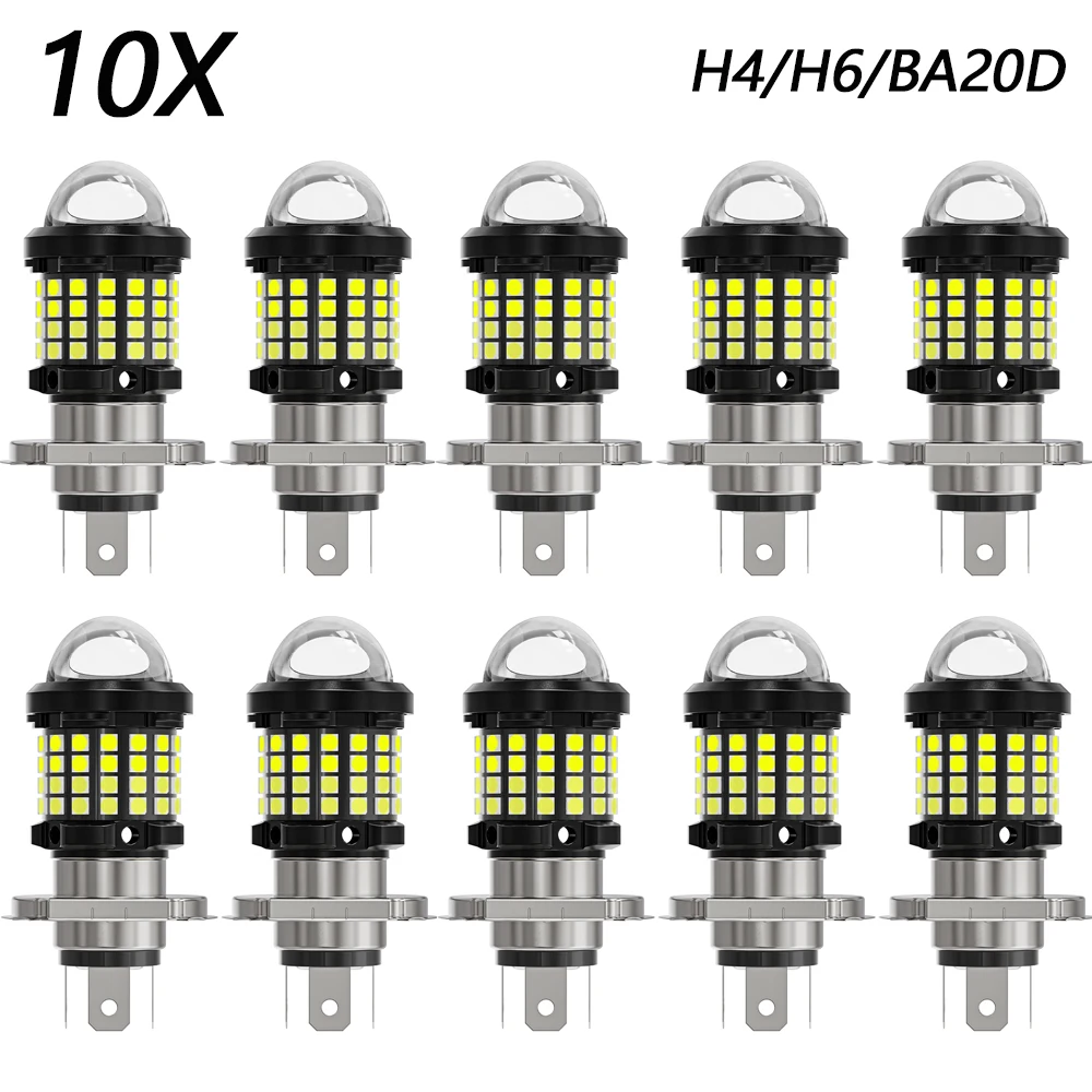 

10 шт. H4 BA20D светодиодные лампы для мотоциклетных фар 60SMD 3030 супер яркие мотоциклетные фары Ближний/Дальний свет 6000K лампа мотоциклетная фара 12 В