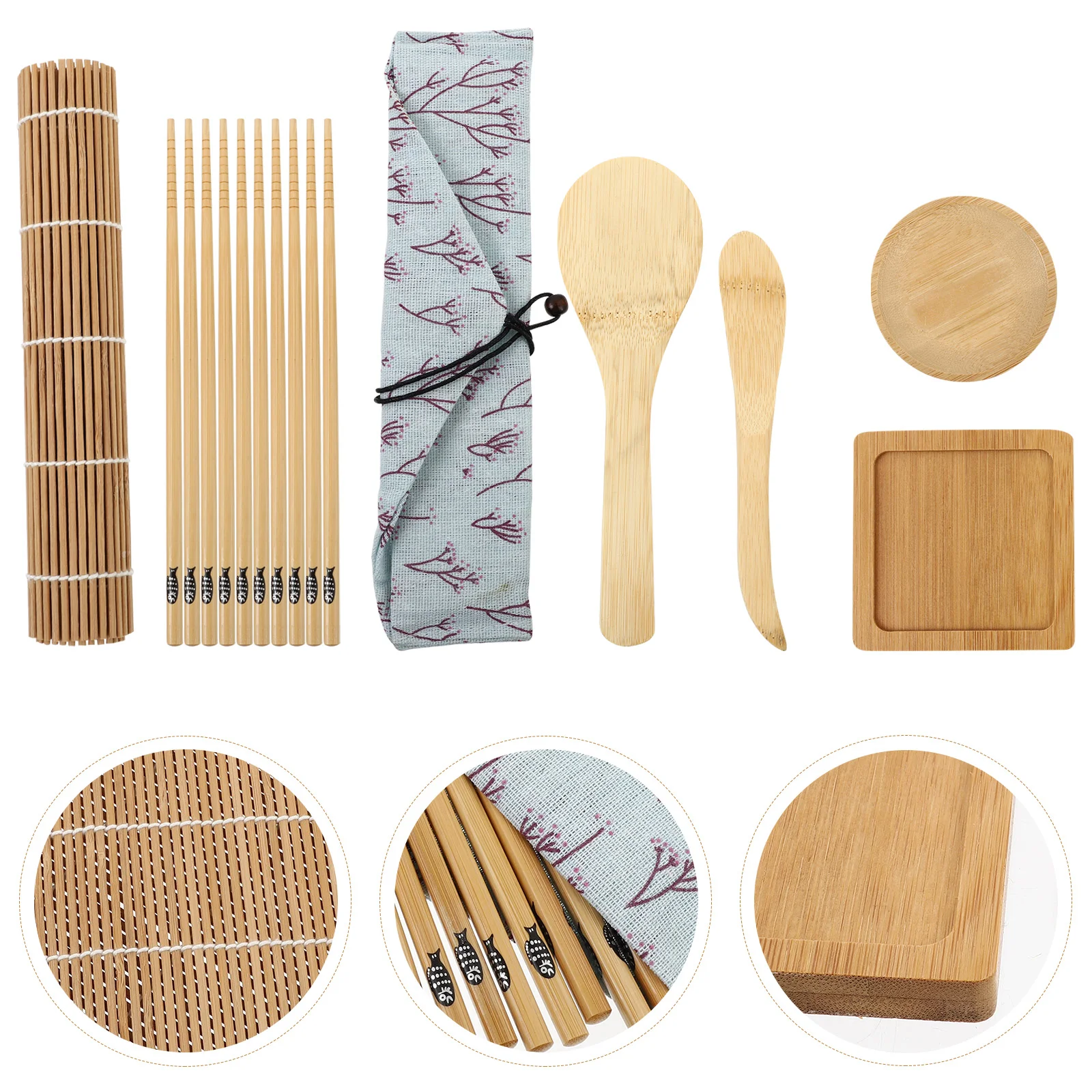 

Sushi Kit Making Bamboo Mat Beginner Roller Rolling Supplies Maki Chopsticks Paddle Rice Pad Diy Maker Tool Sush Home Roll Chef