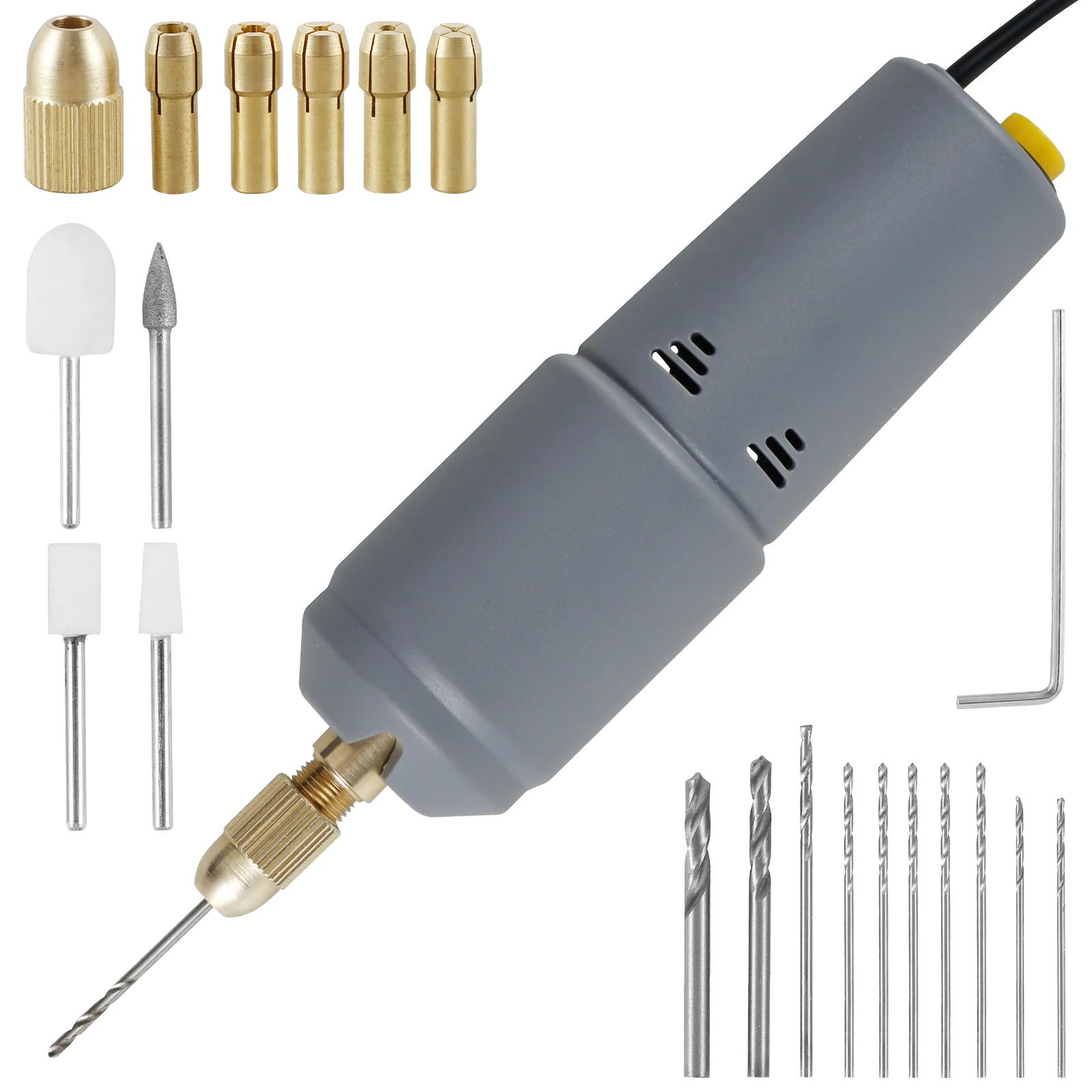 

Mini Electric Drill Set 5V Small Jewelry Drill Kit Precise USB Resin Drill with 10 Drill Bits and 4 Abrasive Heads Premium DIY