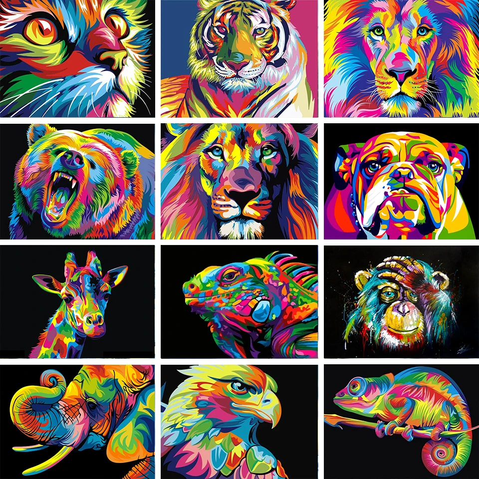 

5D алмазная живопись «сделай сам», Красочные животные, Лев, кот, тигр, Набор для вышивки крестиком, полная вышивка, мозаика, искусство, картина...