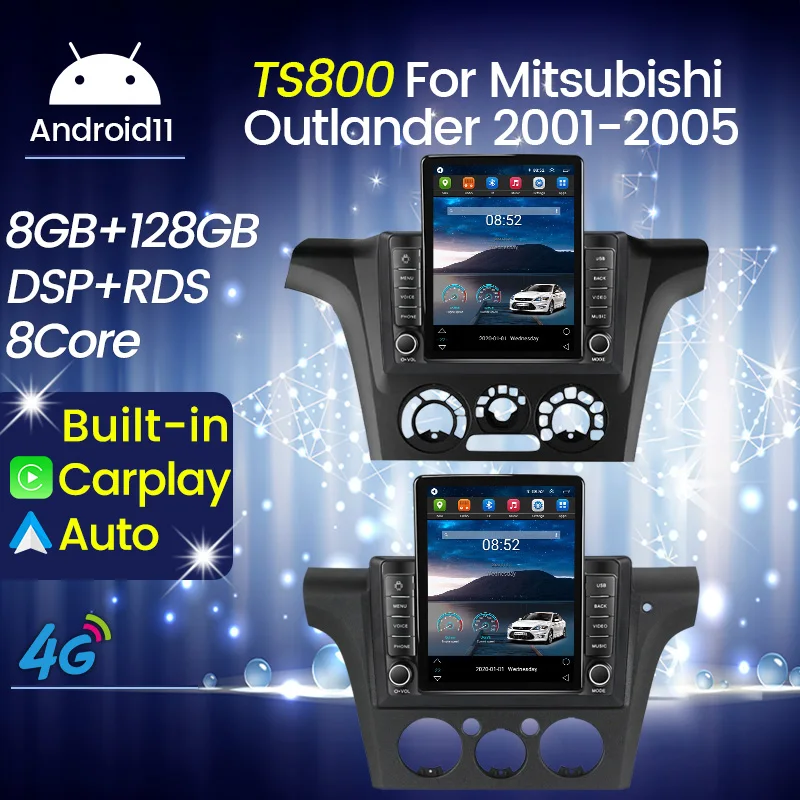 Автомобильная магнитола Tesla с вертикальным экраном Android 11 4G LTE для Mitsubishi Outlander 1