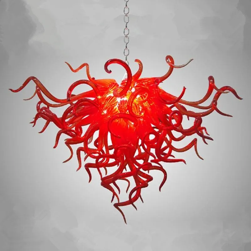 

Hand Blown Glass Chandeliers Lamp Red Color LED Pendant Light Fixtures