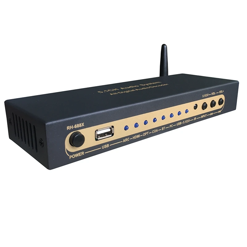 

HTHL-5.1 Channel Audio Decoder USB U Disk Lossless Music Playback Bluetooth 5.0 Fiber Coaxial Audio Decoding 6 Output