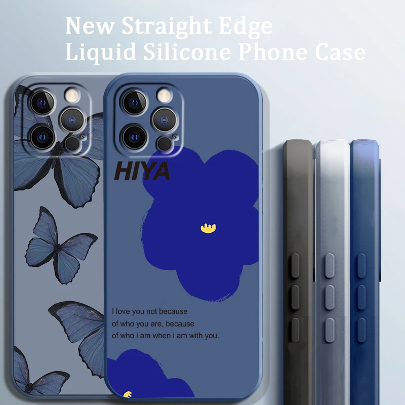 

Luxury Flower Butterfly Cute Liquid Rope Cover Phone Case For Apple iPhone 14 13 12 Mini 11 XS Pro Max X XR Plus SE 2020 Funda