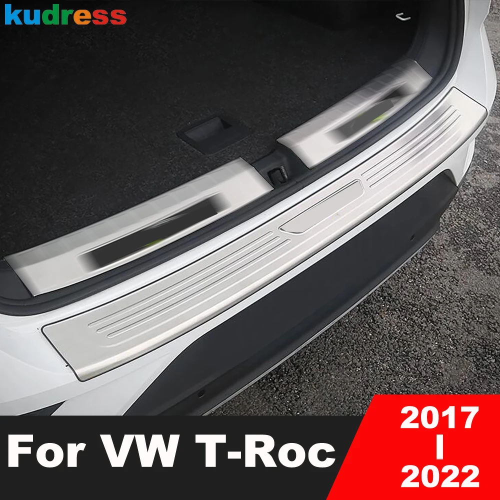 

Наружная накладка на задний бампер для Volkswagen VW T-Roc TROC 2017-2022, Накладка на порог из нержавеющей стали на заднюю дверь автомобиля, защитная накл...