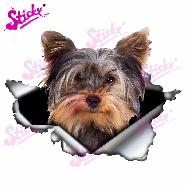 STICKY 3D Yorkshire Terrier Personality Sticker Torn Metal Decal Animal Car Stickers Window Bumper Pet Dog | Автомобили и