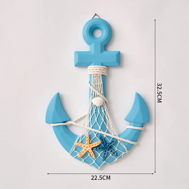 

Деревянный якорь MOONBIFFY 33 см синего цвета