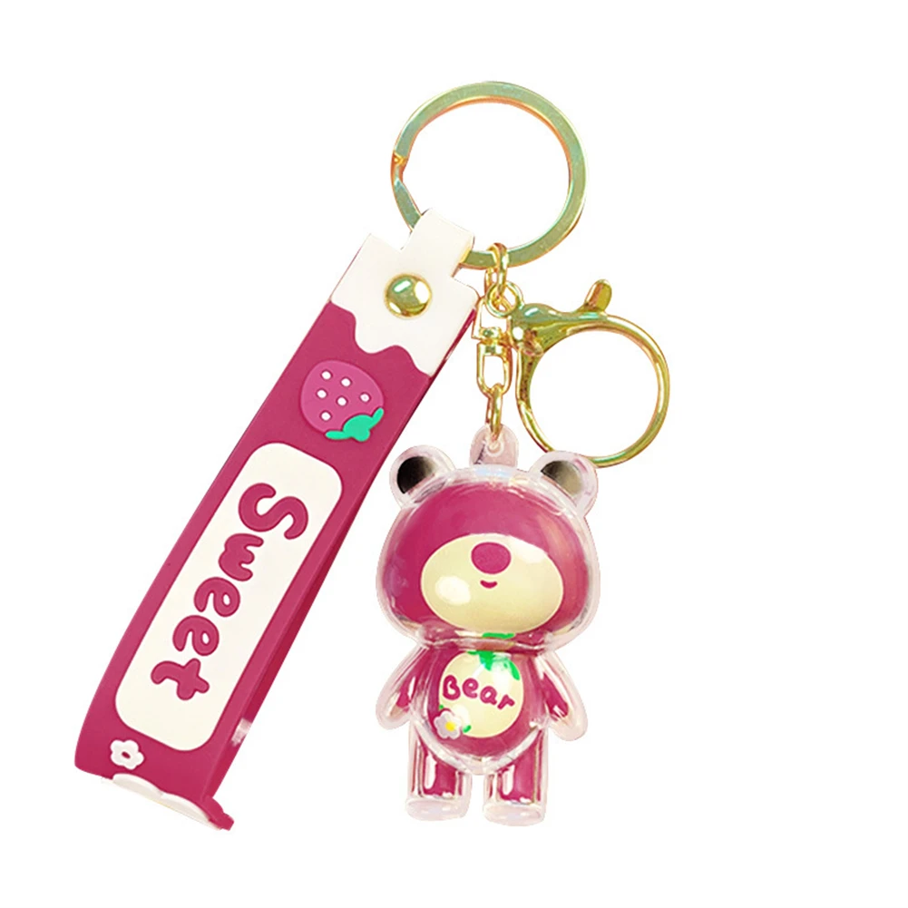 

Creative Acrylic Strawberry Bear Doll Keychain Pendant Cute Cartoon Couple Car Pendant Gift