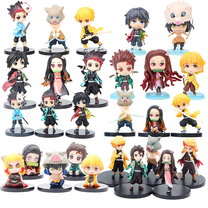

5/6Pcs Anime Demon Slayer Figure Blade Of Destruction Nezuko Kamado Tanjiro Anime Blade Ghost Graphic PVC Collectible Model Toys
