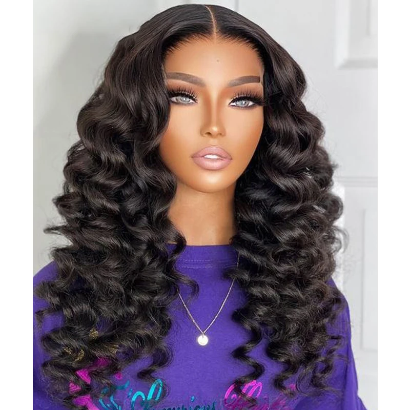 

26”Long Deep Wave Glueless Soft Curly Synthetic Lace Front Wig For Black Women With Baby Hair Pre Plucked Daily Daily Cosplay