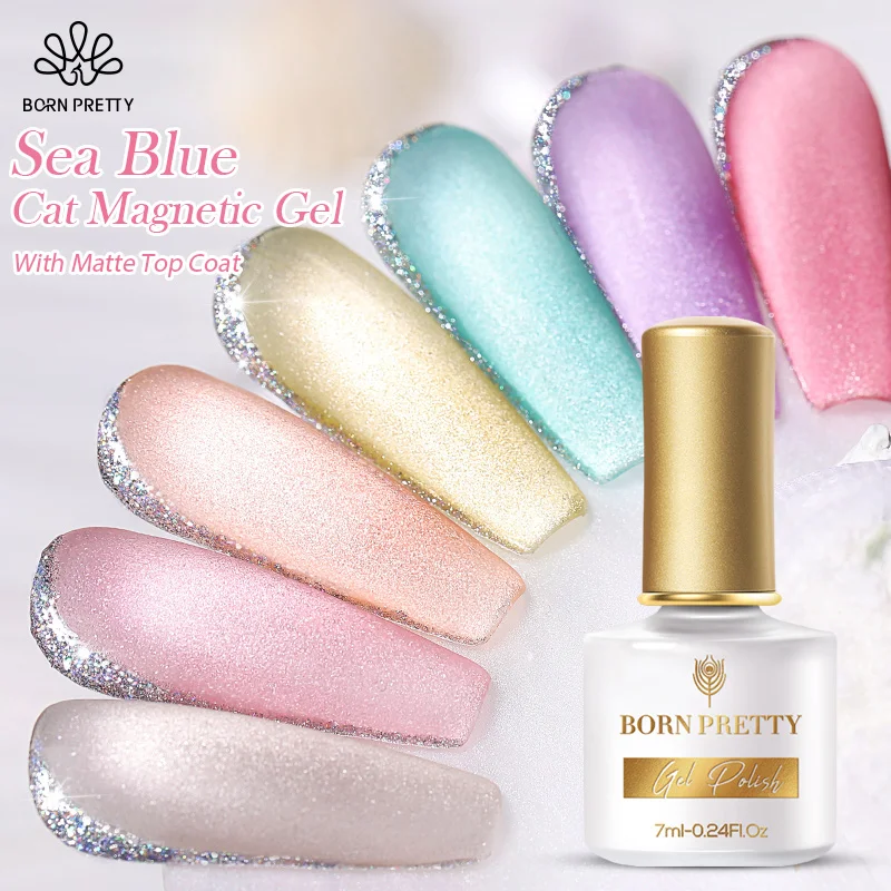 

Магнитный Гель-лак для ногтей BORN PRETTY, 1 бутылка, морской синий Гель-лак для ногтей с эффектом замачивания, светильник лый, серебристый гель дл...