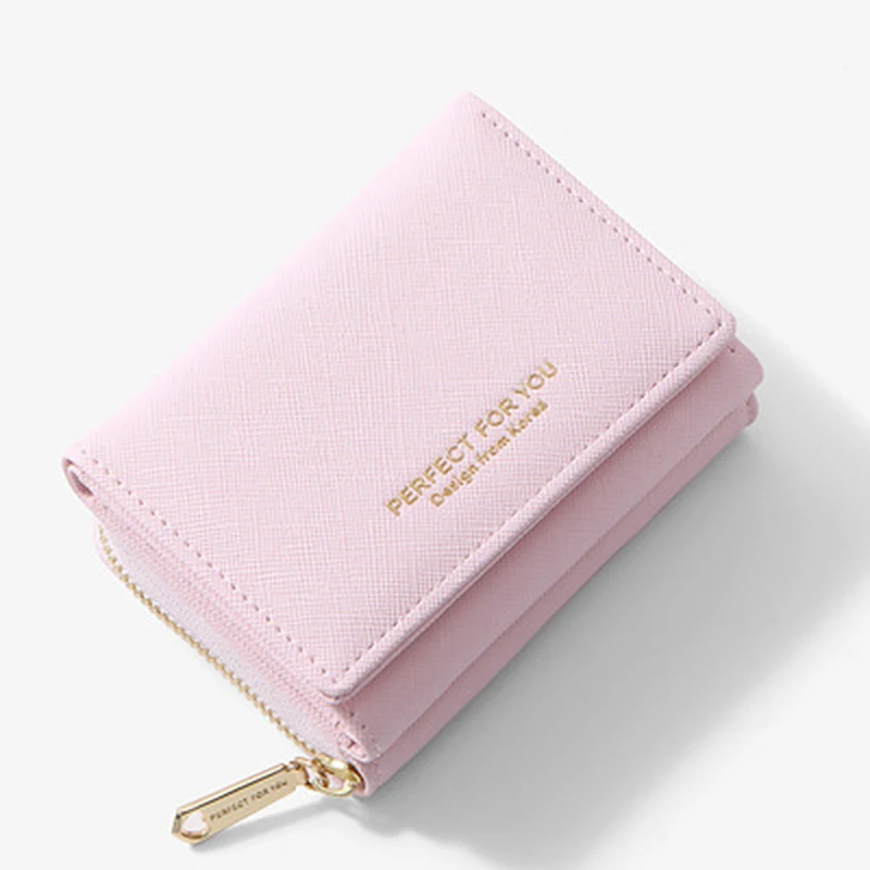 

Classic Trifold Women Wallet Slim Matte PU Leather Card Holder Coin Pocket Designer Female Handback Small Wallets Purse Fashion